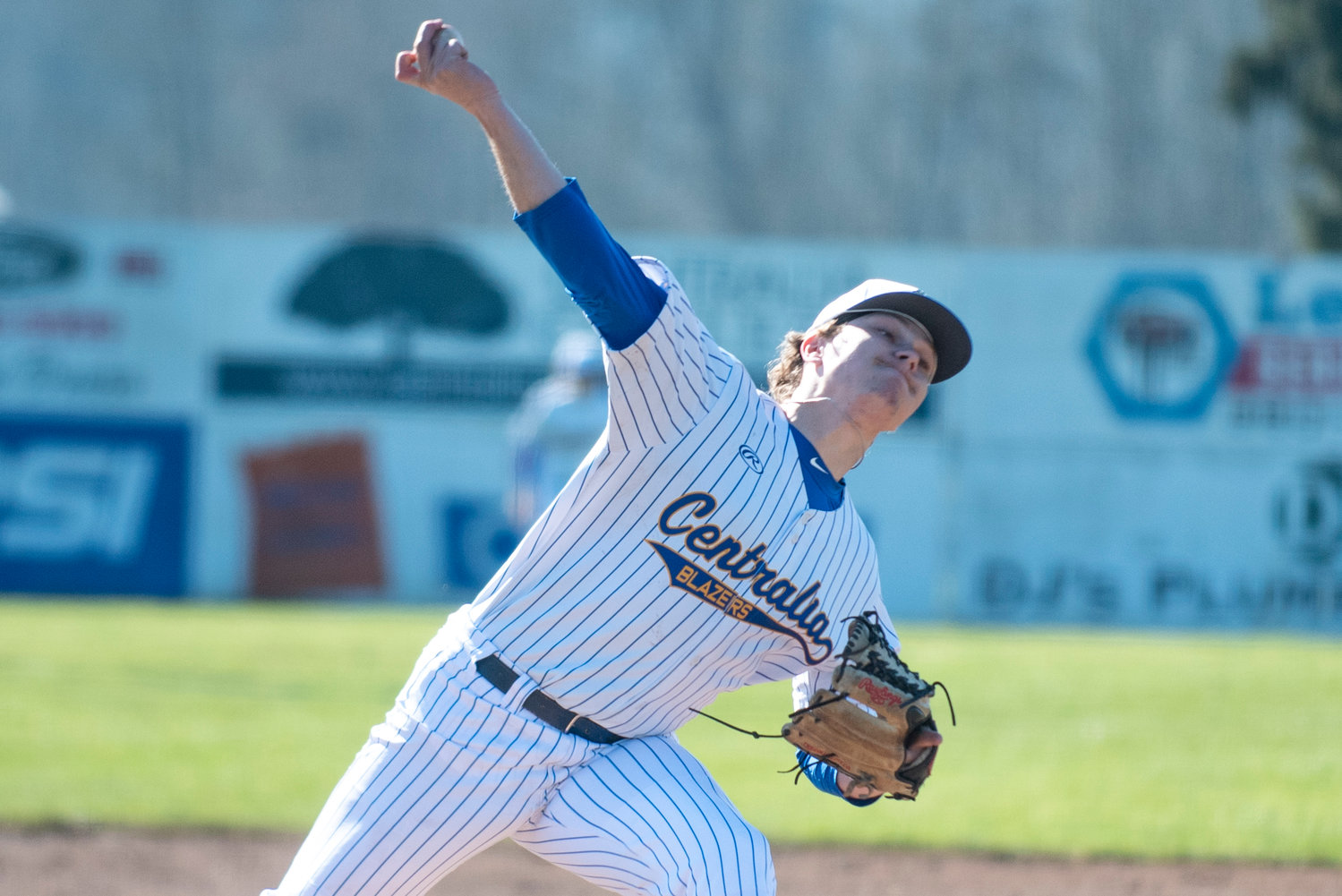 Centralia College pitcher Derek Beairsto delivers a pitch to Edmonds during a home game at Wheeler Field on Friday, Feb. 25.